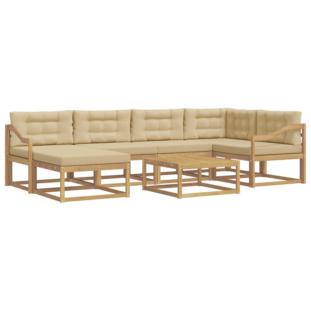 Outdoor-Sofagarnitur 7 pcs Weiß und Beige
