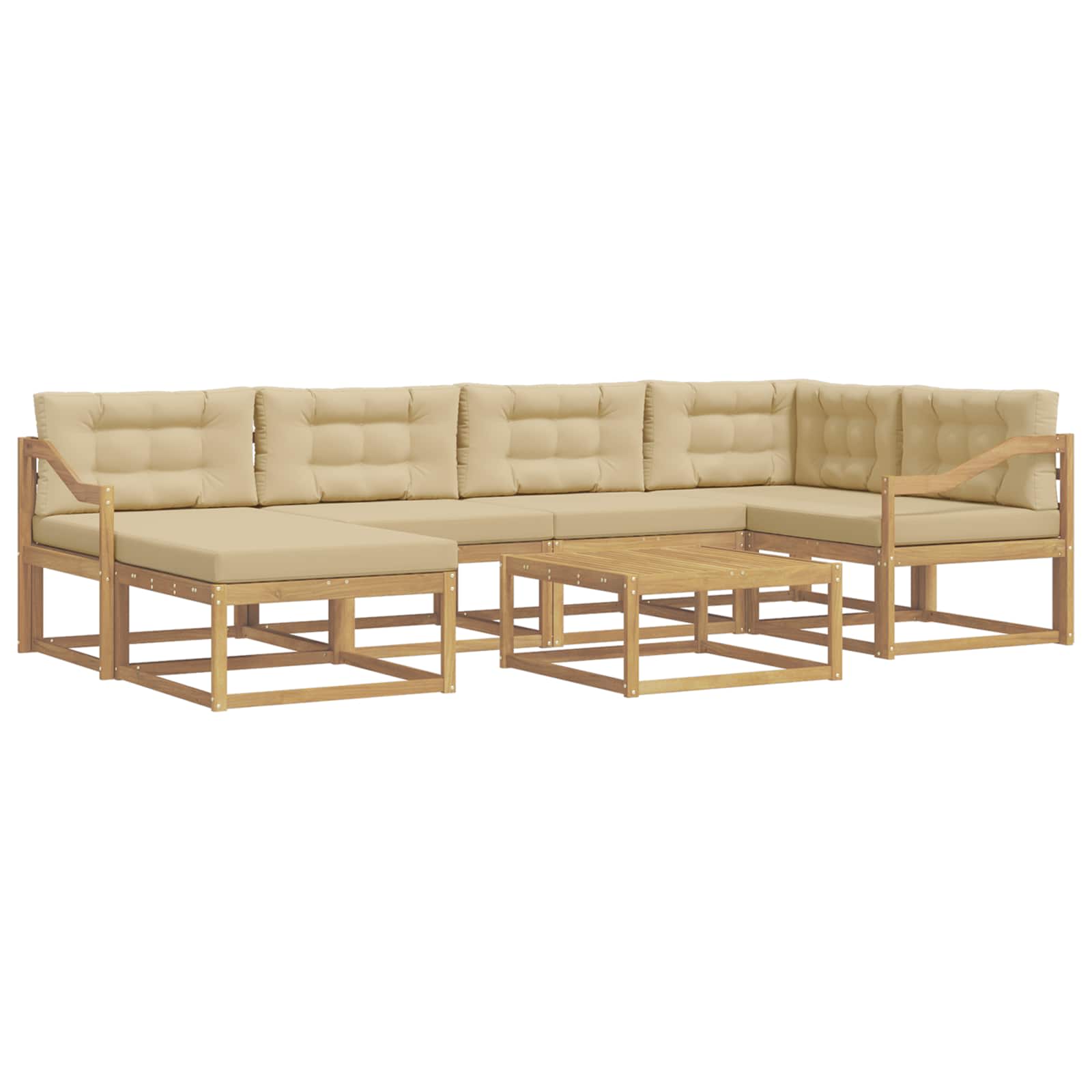 Outdoor-Sofagarnitur 7 pcs Weiß und Beige