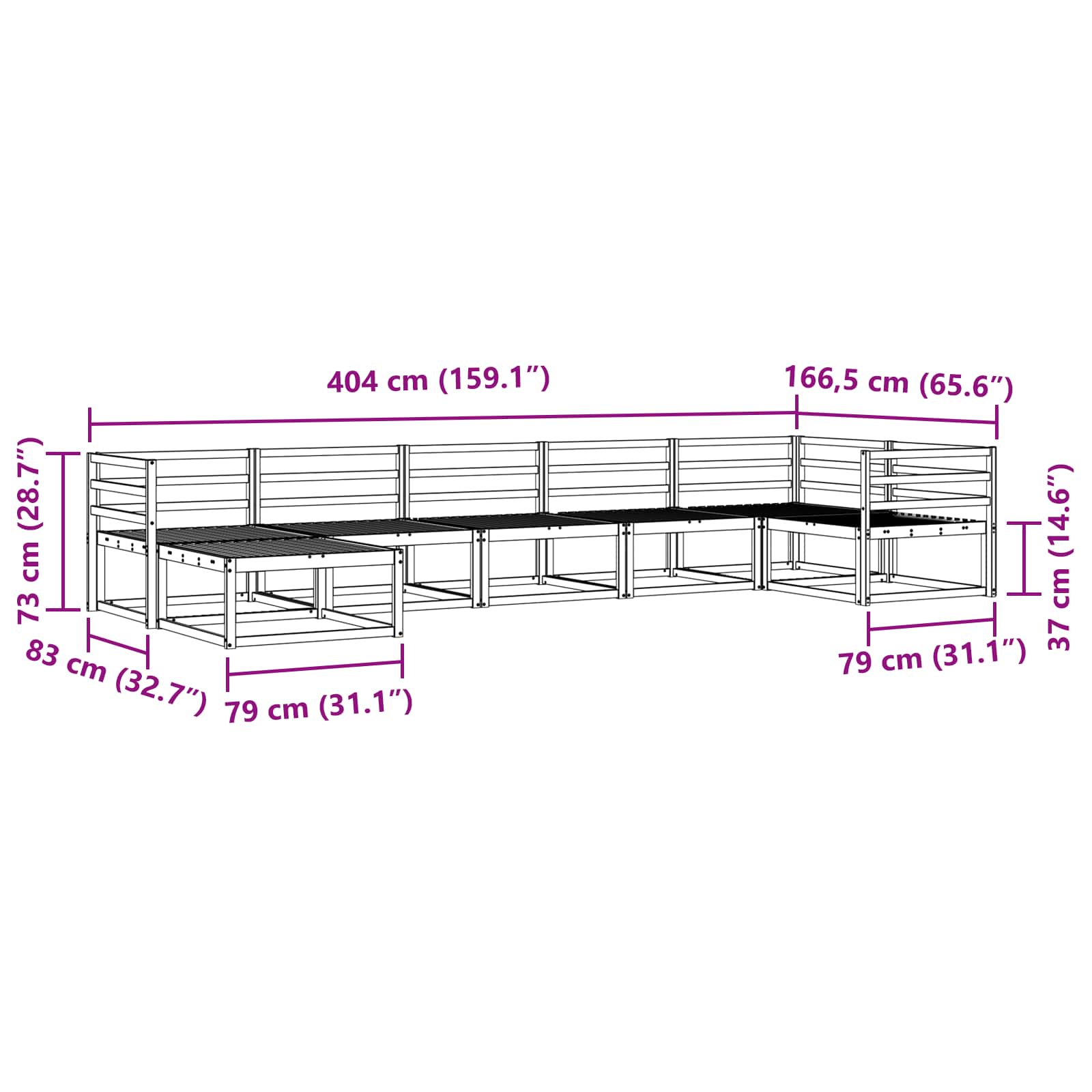 Outdoor-Sofagarnitur 7 pcs Weiß Massivholz Akazie