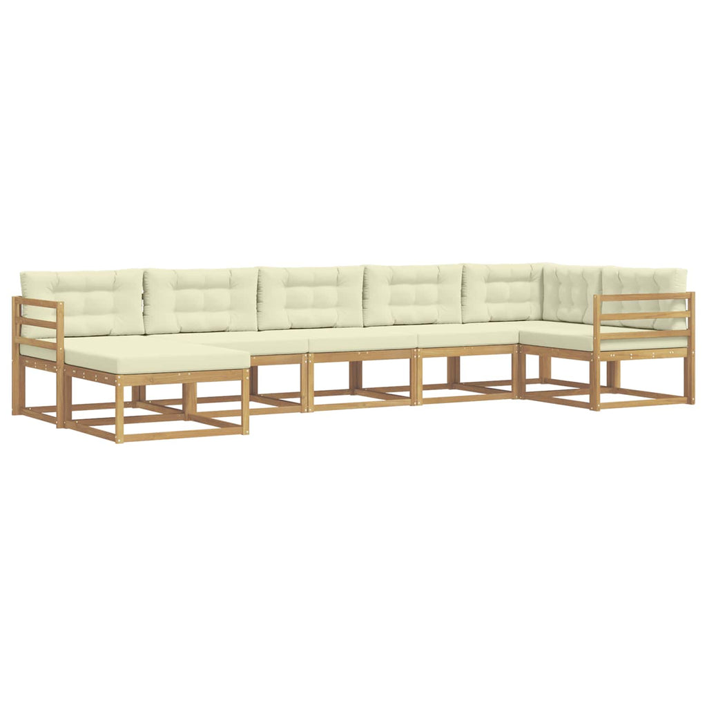 Outdoor-Sofagarnitur mit Kissen 7 pcs Weiß und Creme