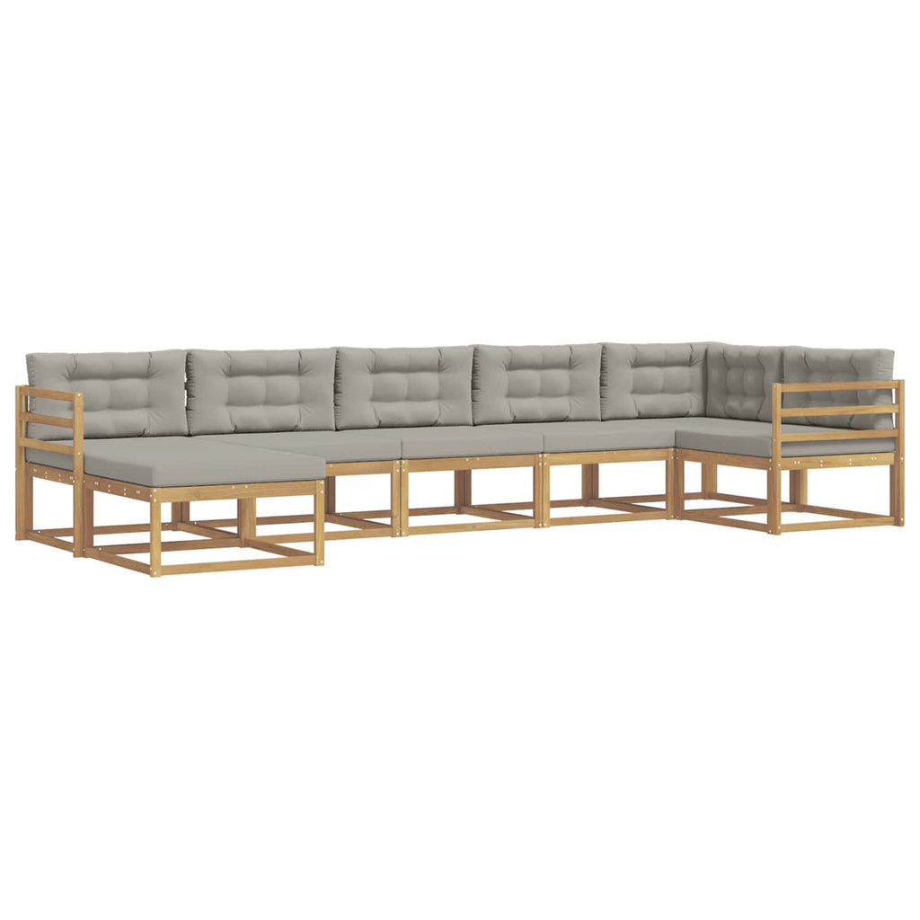 Outdoor-Sofagarnitur mit Kissen 7 pcs Weiß und Hellgrau