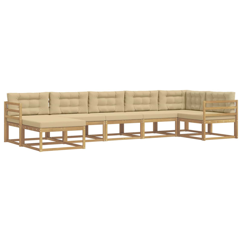 Outdoor-Sofagarnitur mit Kissen 7 pcs Weiß und Beige