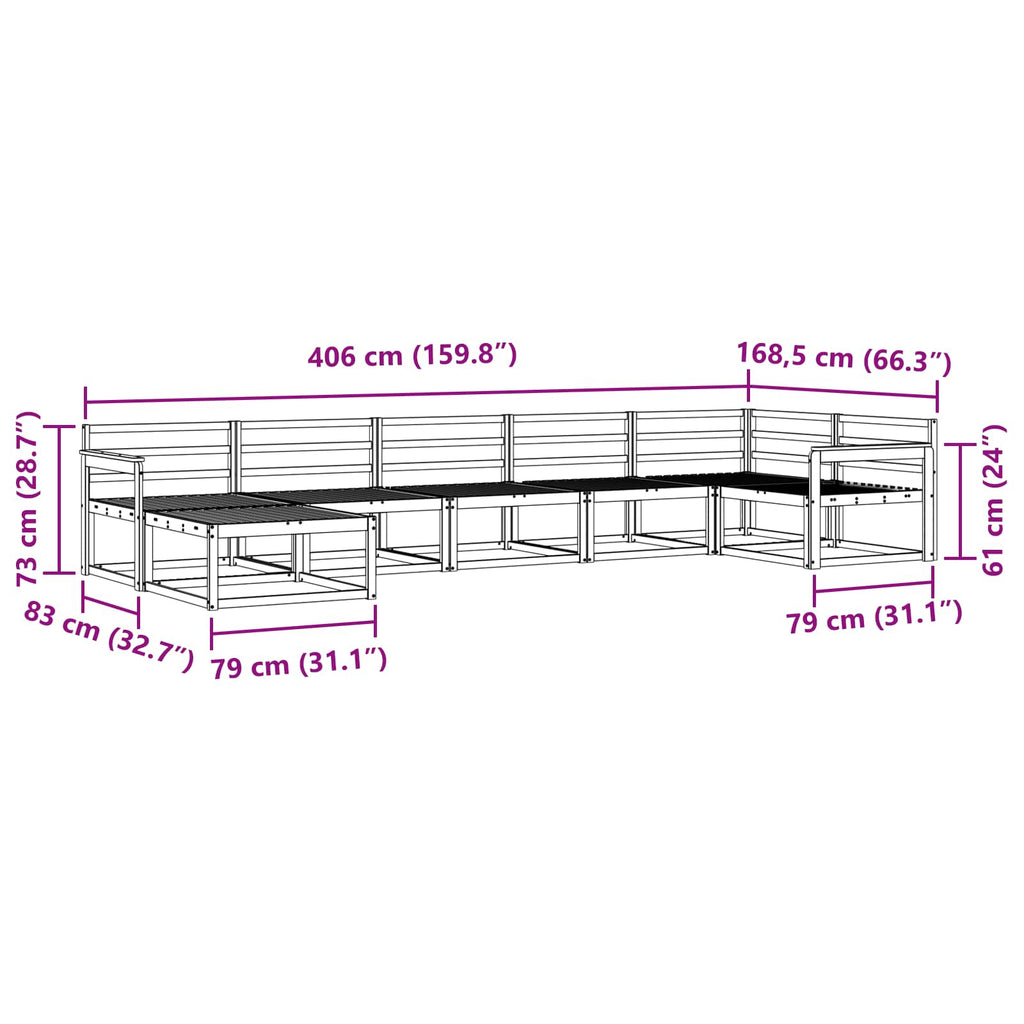 Outdoor-Sofagarnitur 7 pcs Weiß Massivholz Akazie