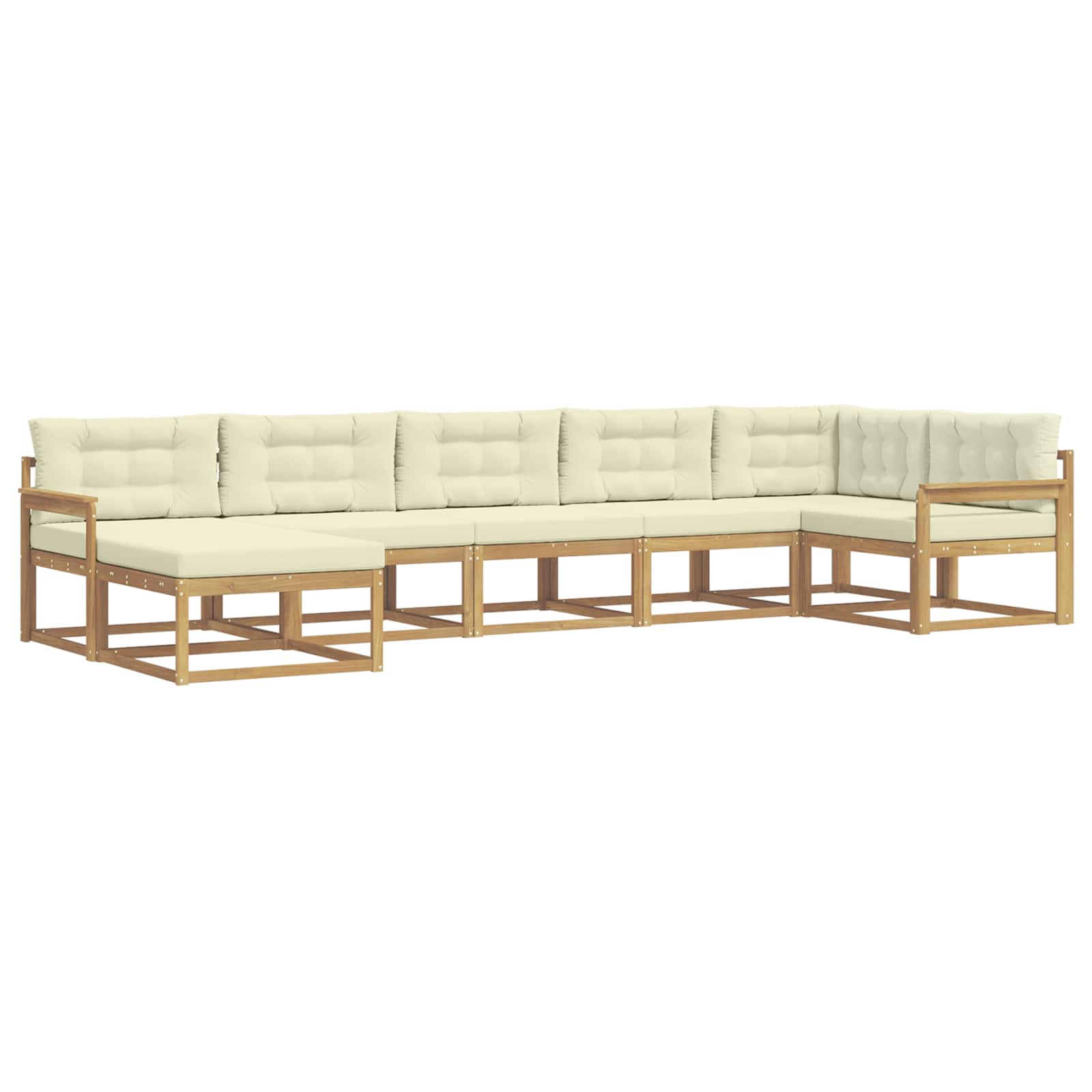 Outdoor-Sofagarnitur mit Kissen 7 pcs Weiß und Creme