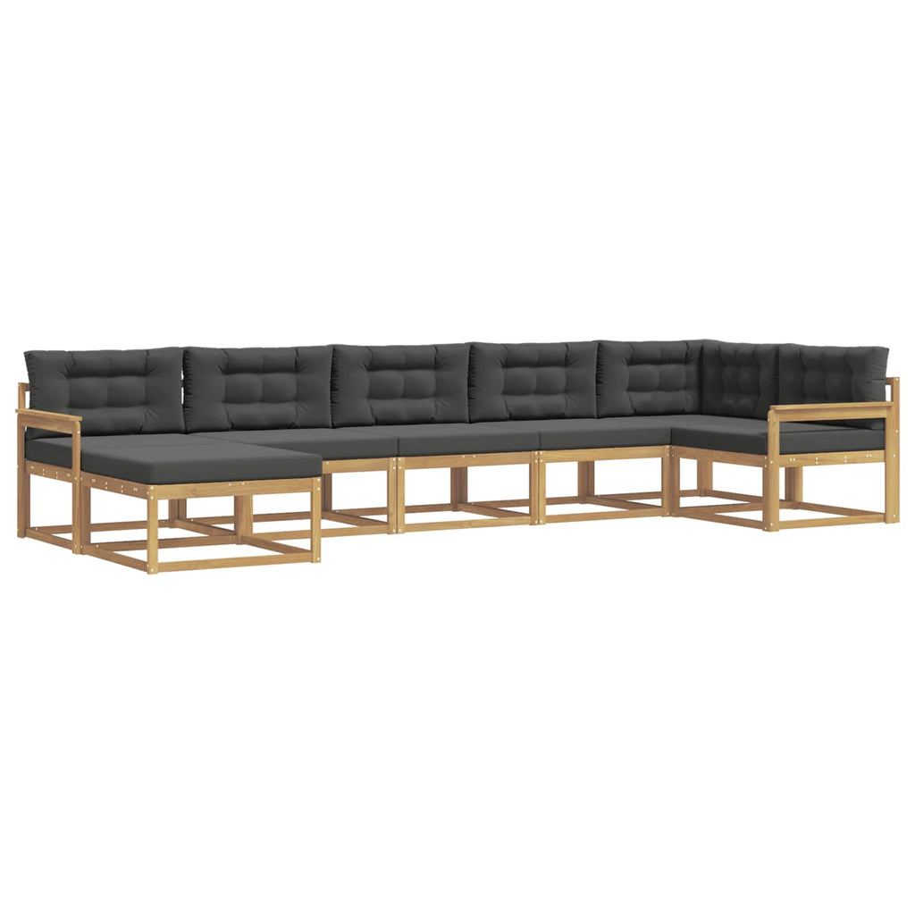 Outdoor-Sofagarnitur mit Kissen 7 pcs Weiß und Anthrazit