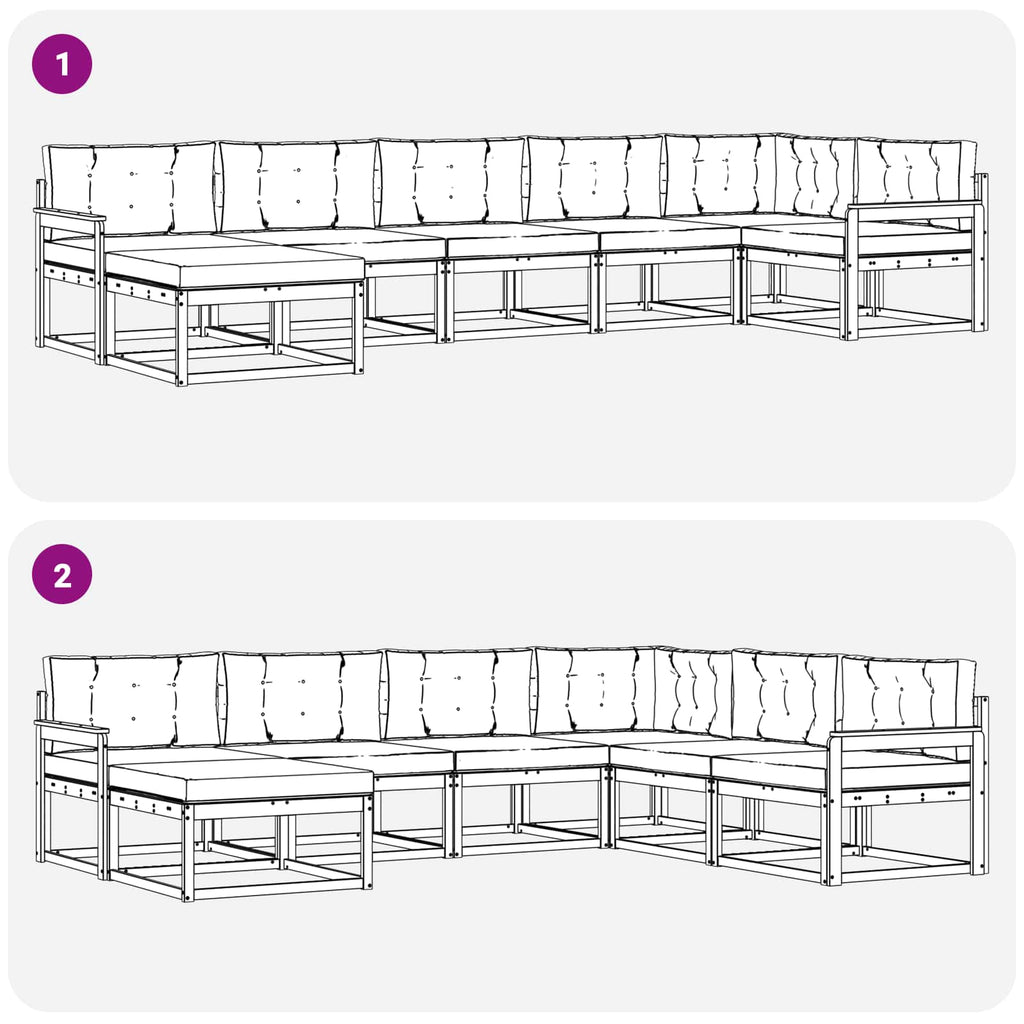 Outdoor-Sofagarnitur mit Kissen 7 pcs Weiß und Beige