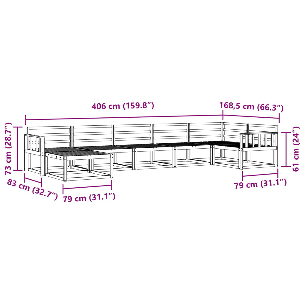 Outdoor-Sofagarnitur 7 pcs Weiß Massivholz Akazie