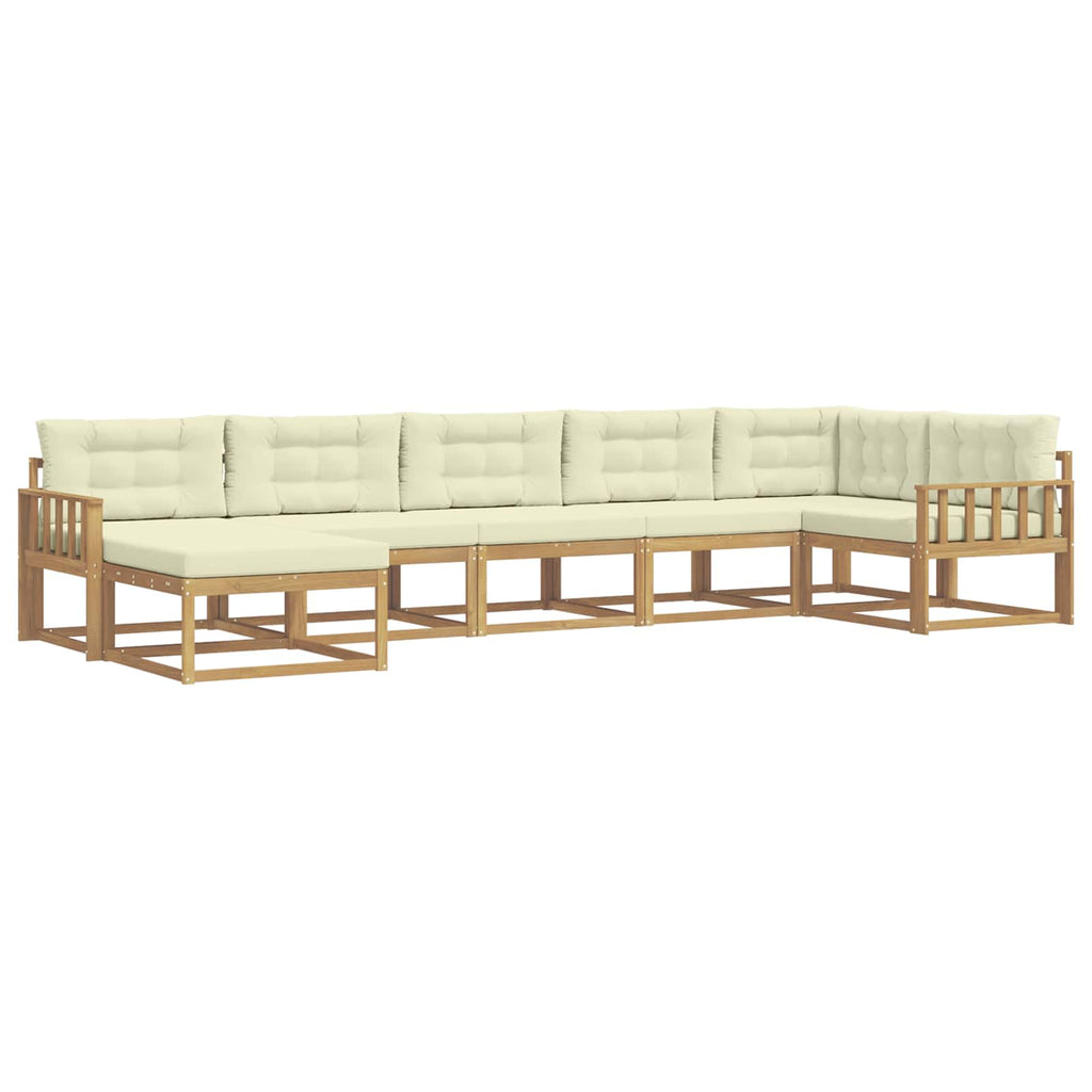 Outdoor-Sofagarnitur mit Kissen 7 pcs Weiß und Creme