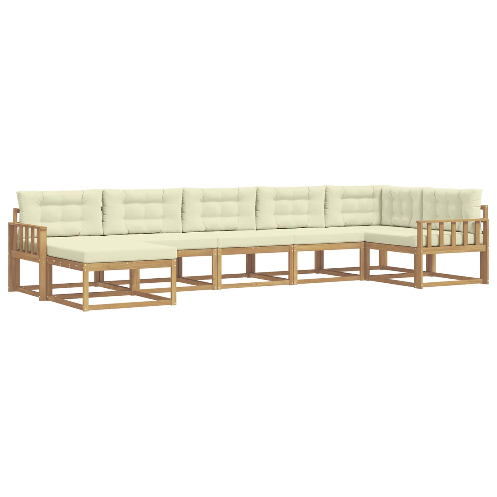 Outdoor-Sofagarnitur mit Kissen 7 pcs Weiß und Creme