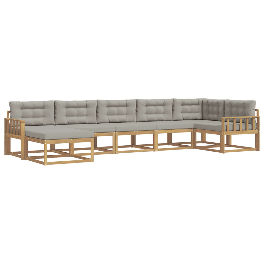 Outdoor-Sofagarnitur mit Kissen 7 pcs Weiß und Hellgrau