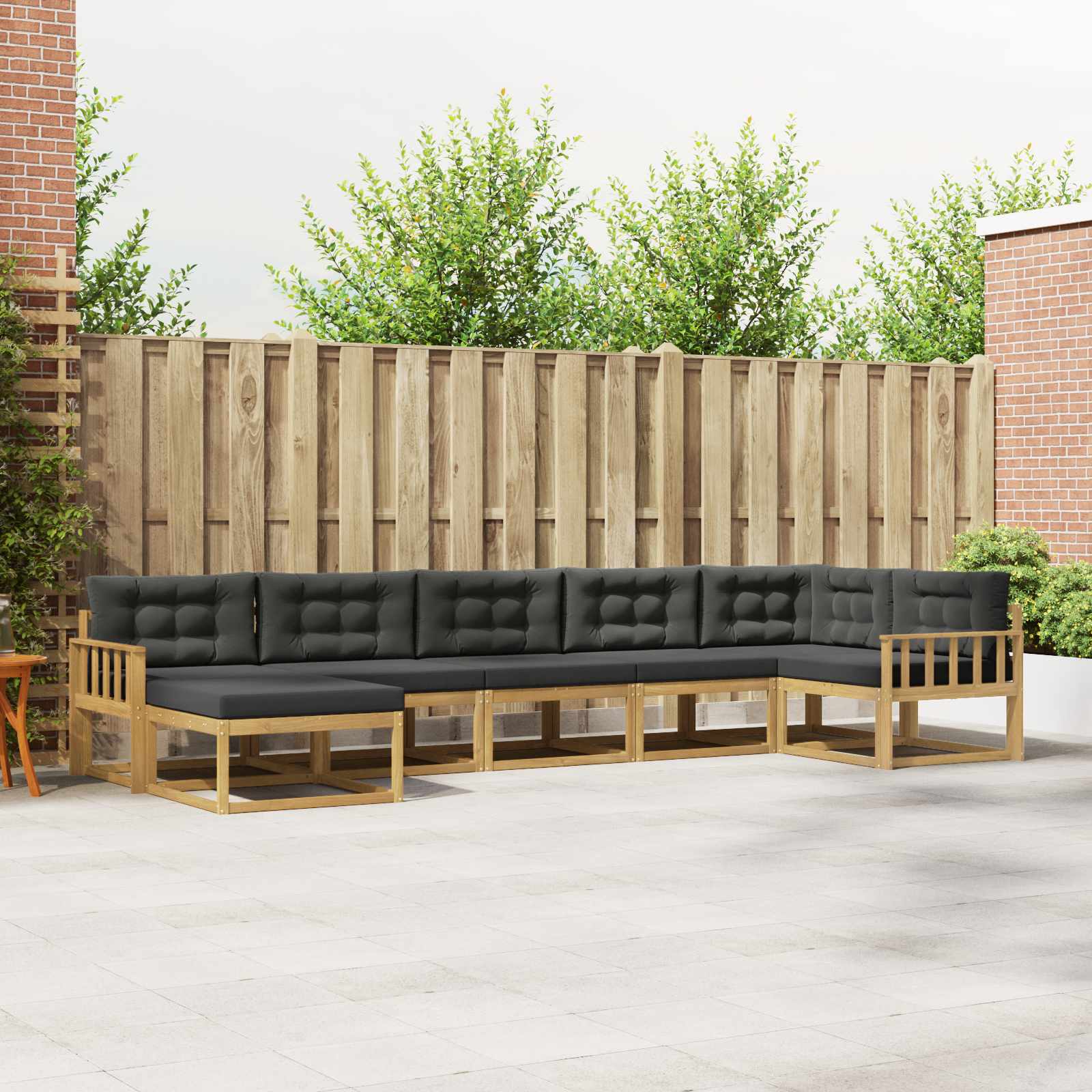 Outdoor-Sofagarnitur mit Kissen 7 pcs Weiß und Anthrazit