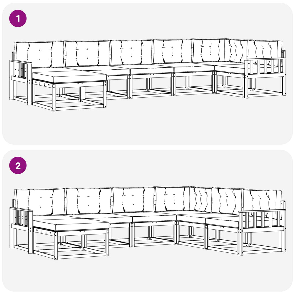 Outdoor-Sofagarnitur mit Kissen 7 pcs Weiß und Anthrazit
