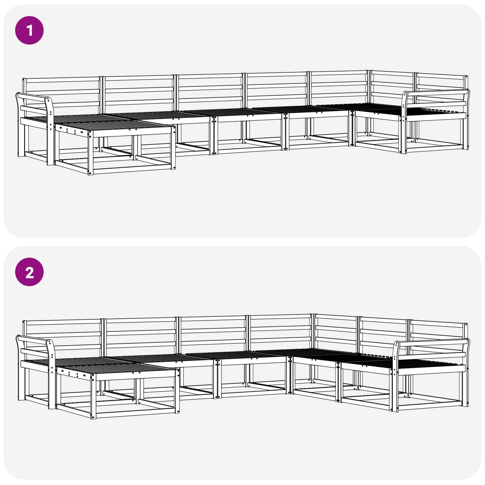 Outdoor-Sofagarnitur 7 pcs Weiß Massivholz Akazie