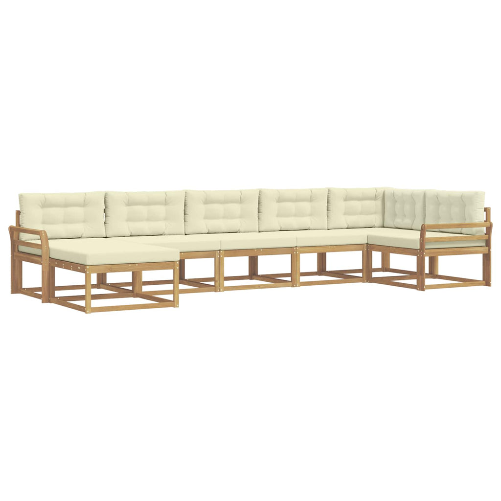 Outdoor-Sofagarnitur mit Kissen 7 pcs Weiß und Creme
