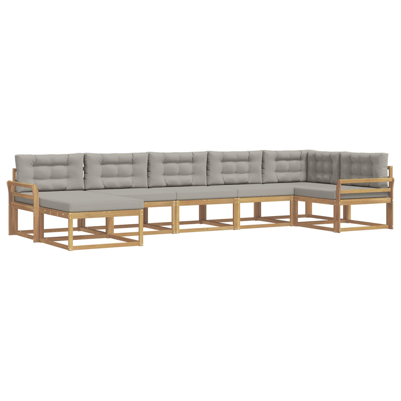 Outdoor-Sofagarnitur mit Kissen 7 pcs Weiß und Hellgrau