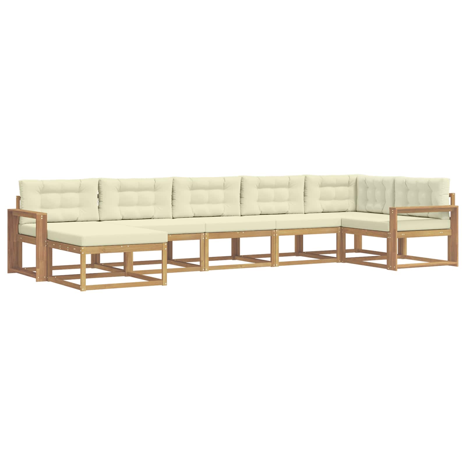 Outdoor-Sofagarnitur mit Kissen 7 pcs Weiß und Creme