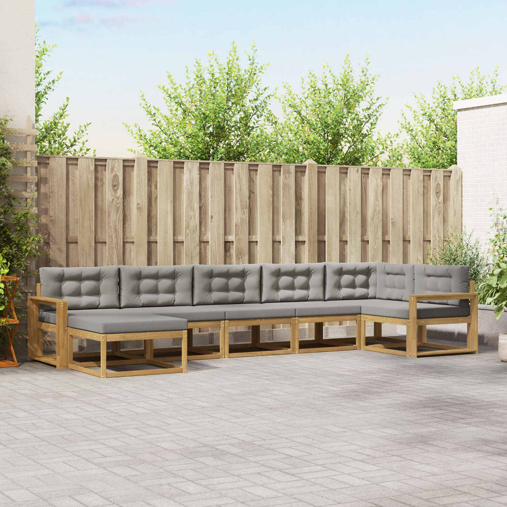 Outdoor-Sofagarnitur mit Kissen 7 pcs Weiß und Hellgrau