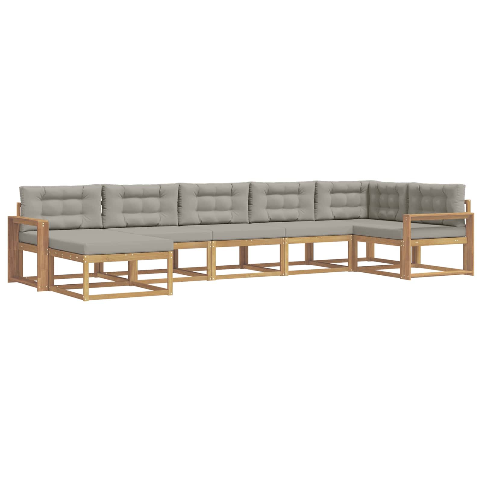 Outdoor-Sofagarnitur mit Kissen 7 pcs Weiß und Hellgrau