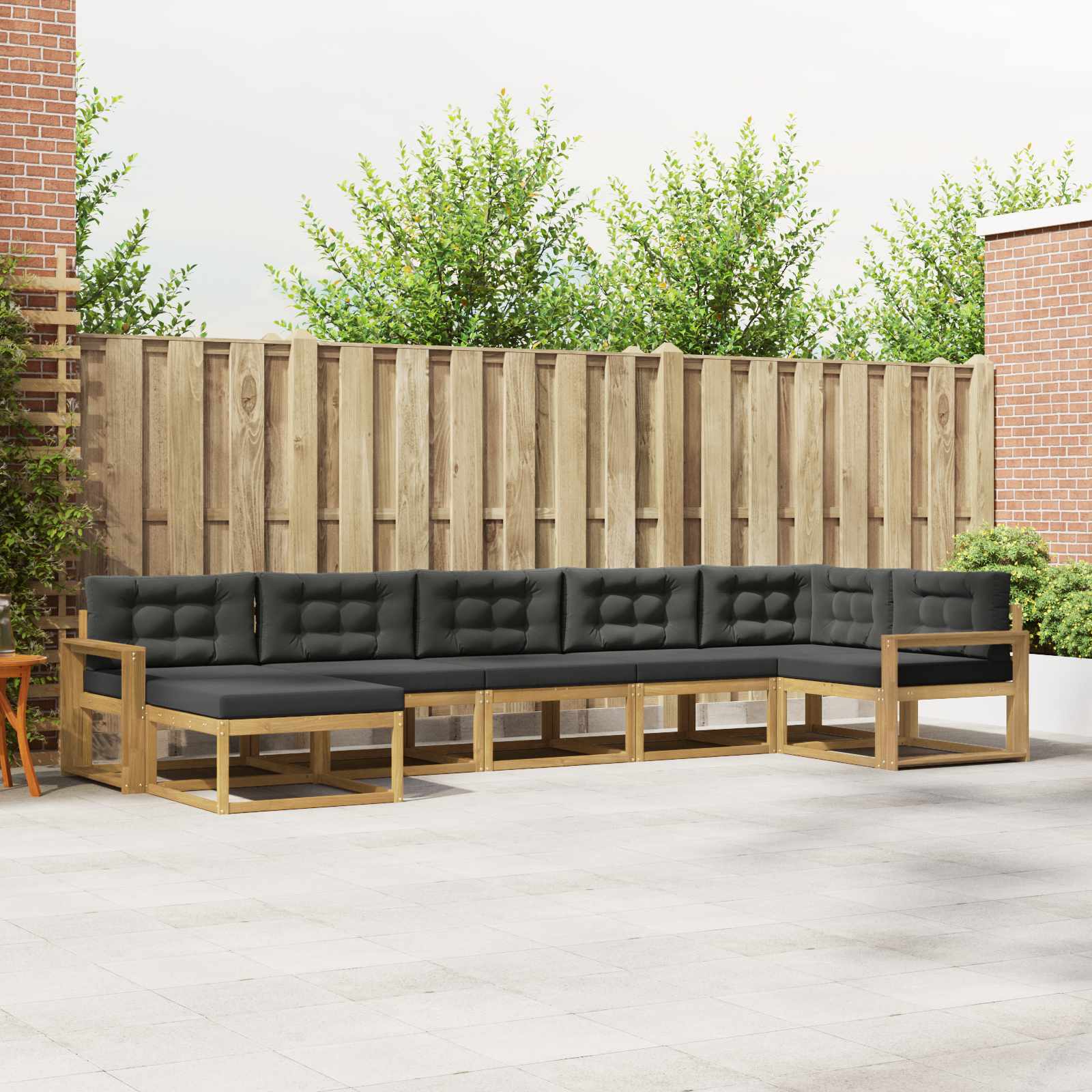 Outdoor-Sofagarnitur mit Kissen 7 pcs Weiß und Anthrazit