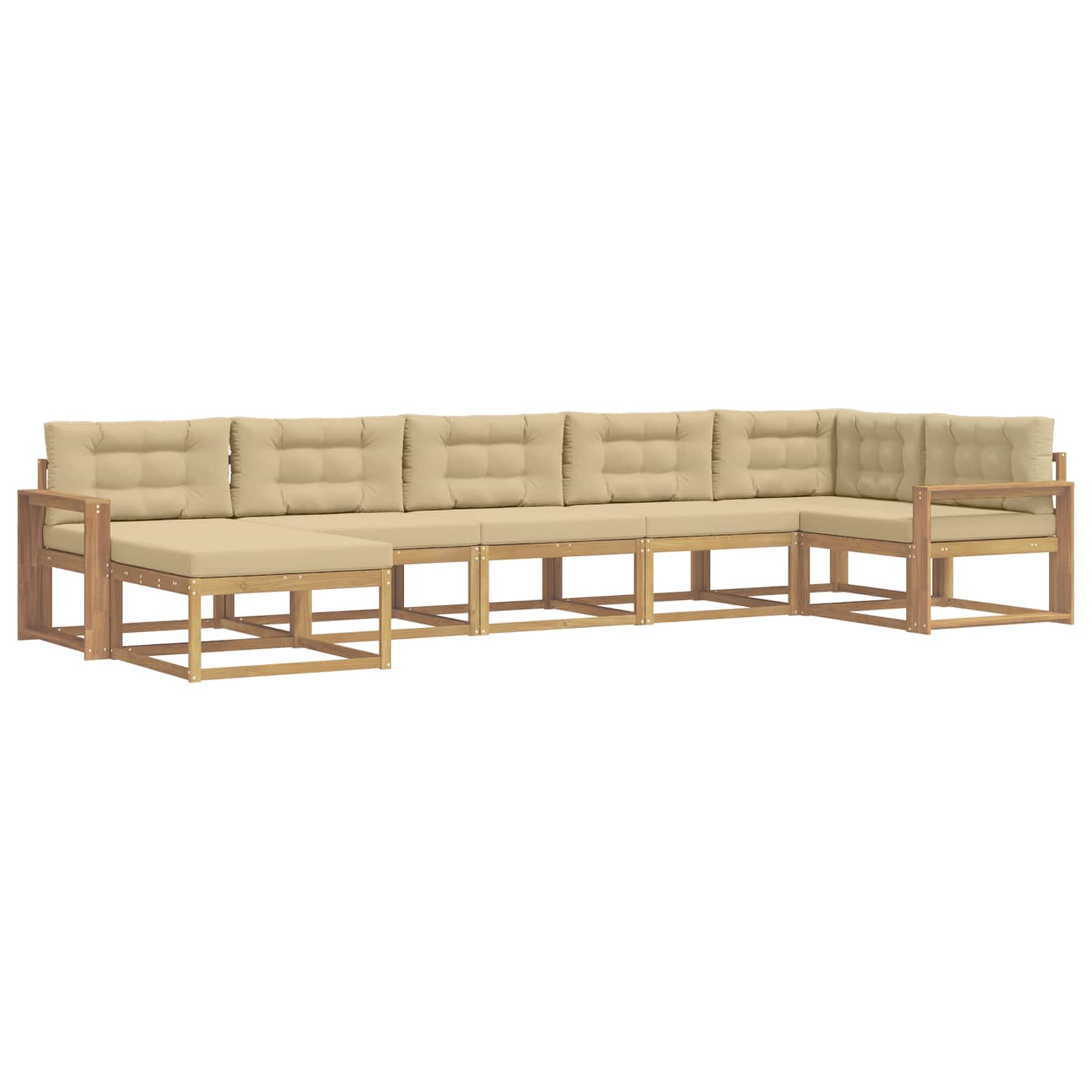 Outdoor-Sofagarnitur mit Kissen 7 pcs Weiß und Beige