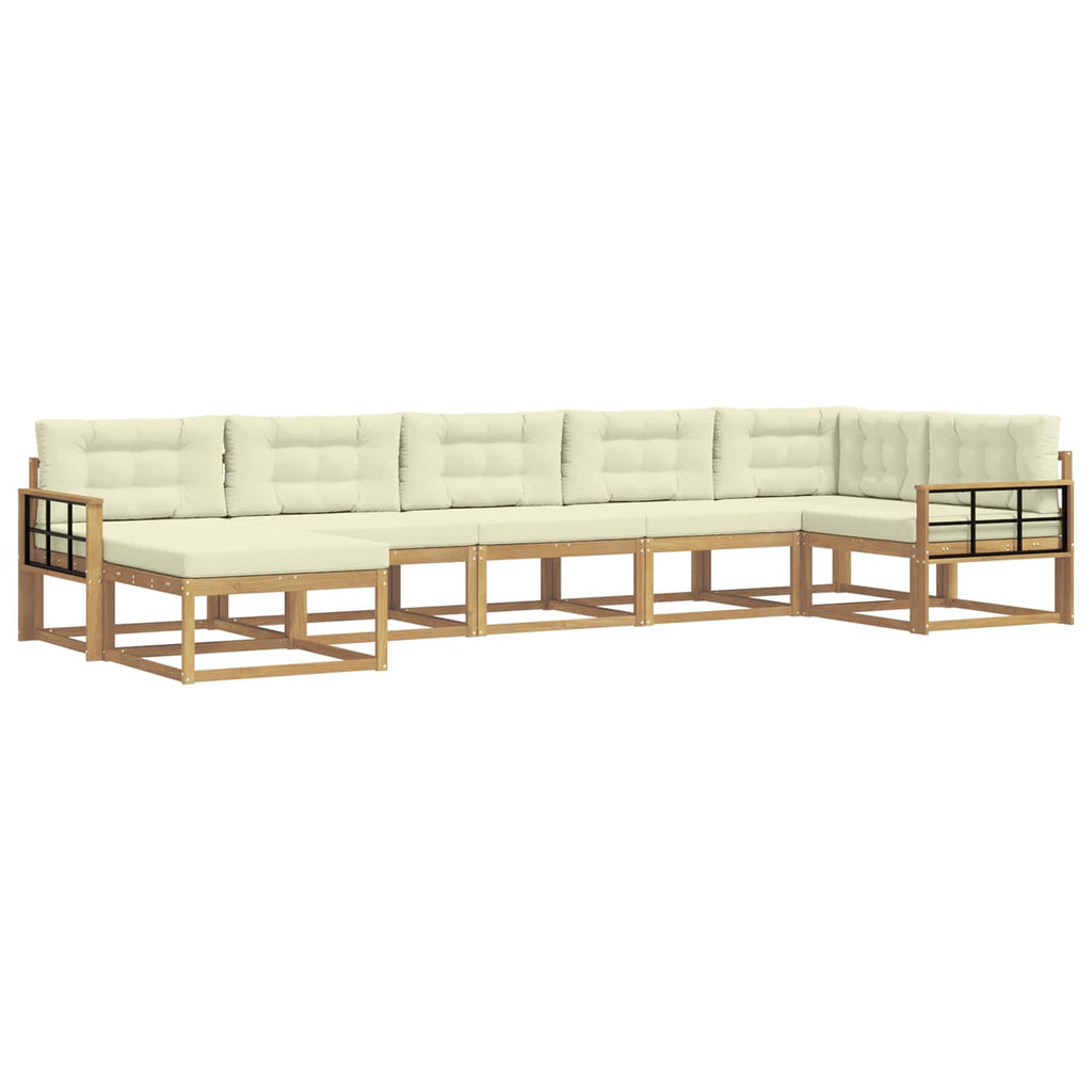 Outdoor-Sofagarnitur mit Kissen 7 pcs Weiß und Creme