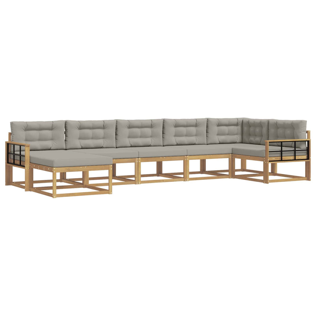 Outdoor-Sofagarnitur mit Kissen 7 pcs Weiß und Hellgrau