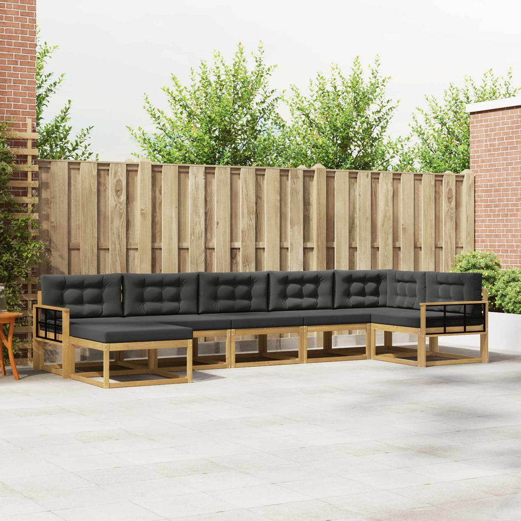 Outdoor-Sofagarnitur mit Kissen 7 pcs Weiß und Anthrazit
