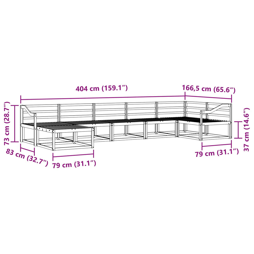 Outdoor-Sofagarnitur 7 pcs Weiß Massivholz Akazie