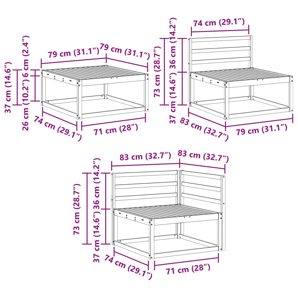 Outdoor-Sofagarnitur 7 pcs Weiß Massivholz Akazie