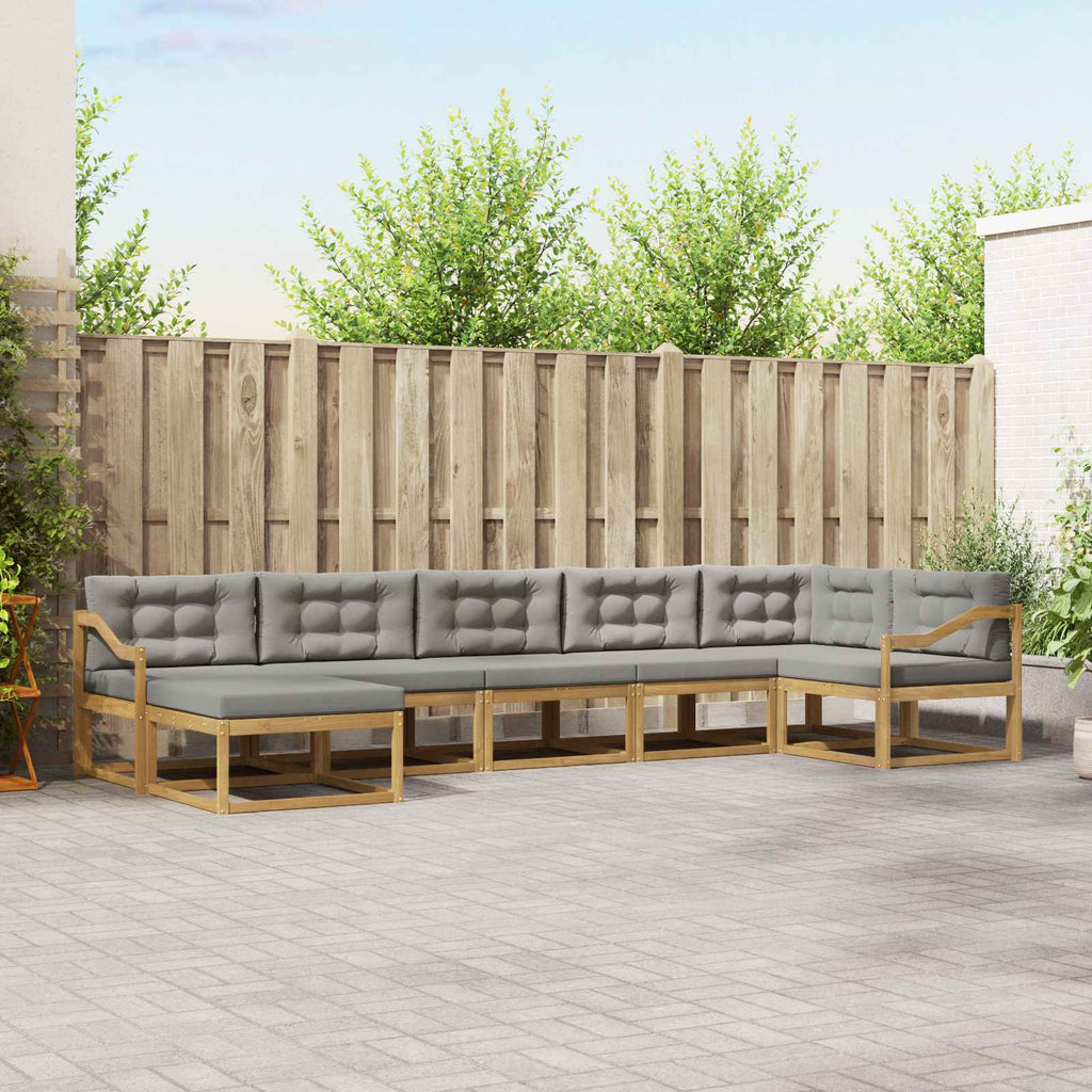 Outdoor-Sofagarnitur mit Kissen 7 pcs Weiß und Hellgrau