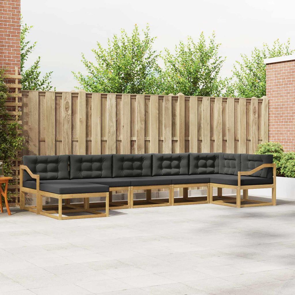 Outdoor-Sofagarnitur mit Kissen 7 pcs Weiß und Anthrazit