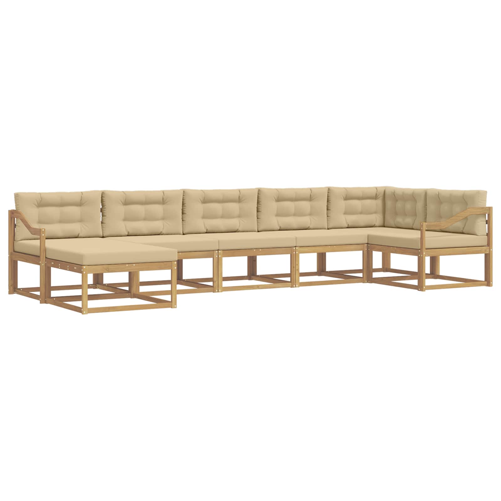 Outdoor-Sofagarnitur mit Kissen 7 pcs Weiß und Beige