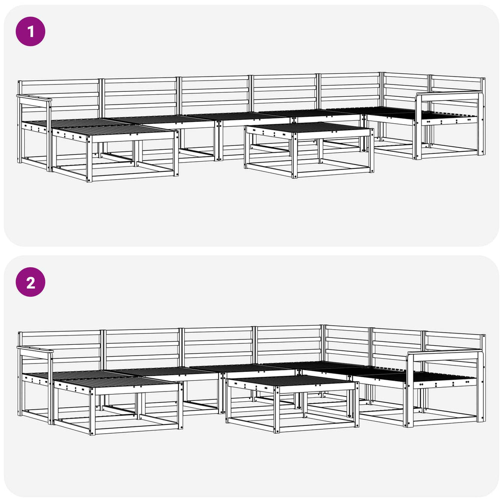 Outdoor-Sofagarnitur 8 pcs Weiß Massivholz Akazie