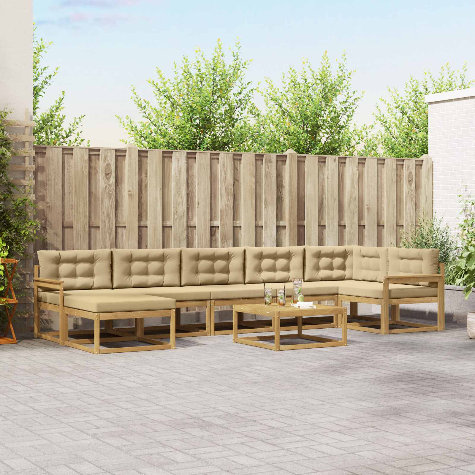 Outdoor-Sofagarnitur 8 pcs Weiß und Beige