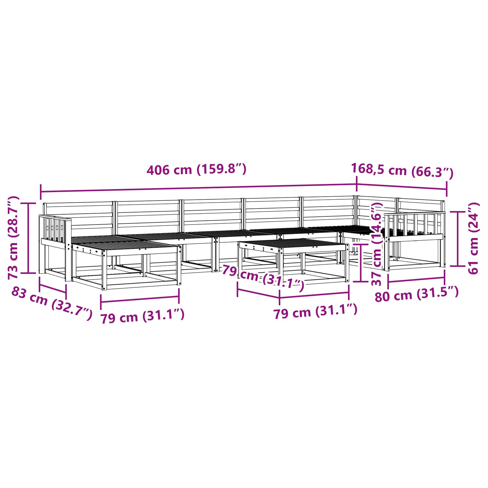 Outdoor-Sofagarnitur 8 pcs Weiß Massivholz Akazie