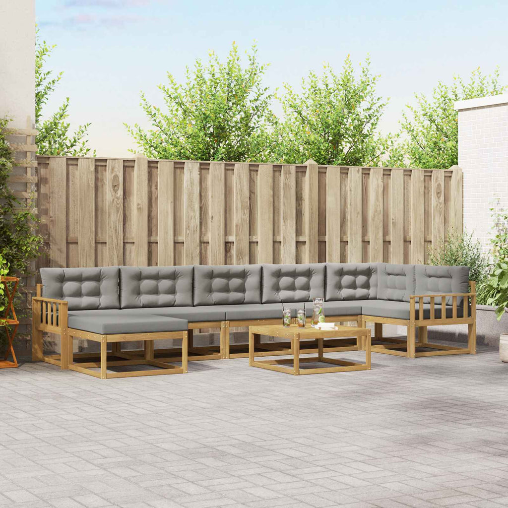 Outdoor-Sofagarnitur 8 pcs Weiß und Hellgrau