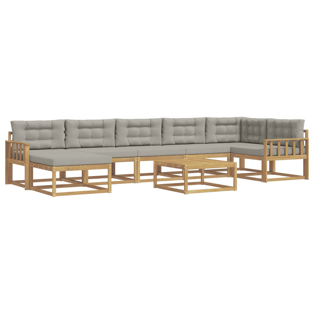Outdoor-Sofagarnitur 8 pcs Weiß und Hellgrau