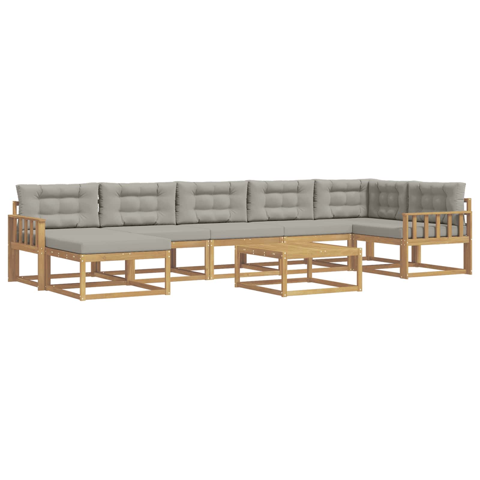 Outdoor-Sofagarnitur 8 pcs Weiß und Hellgrau