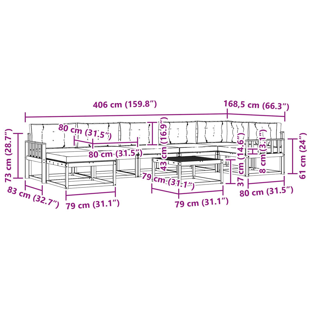 Outdoor-Sofagarnitur 8 pcs Weiß und Anthrazit