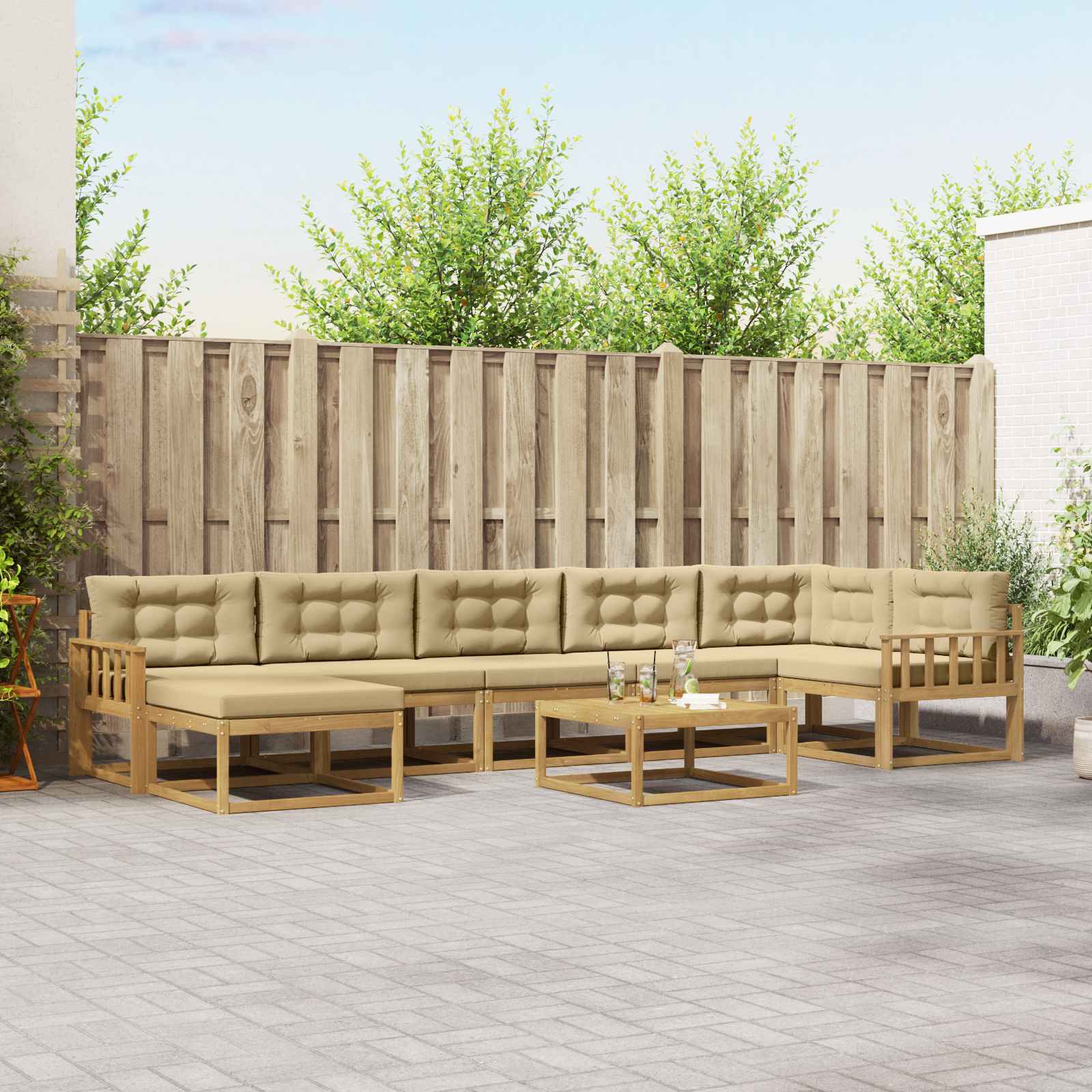 Outdoor-Sofagarnitur 8 pcs Weiß und Beige