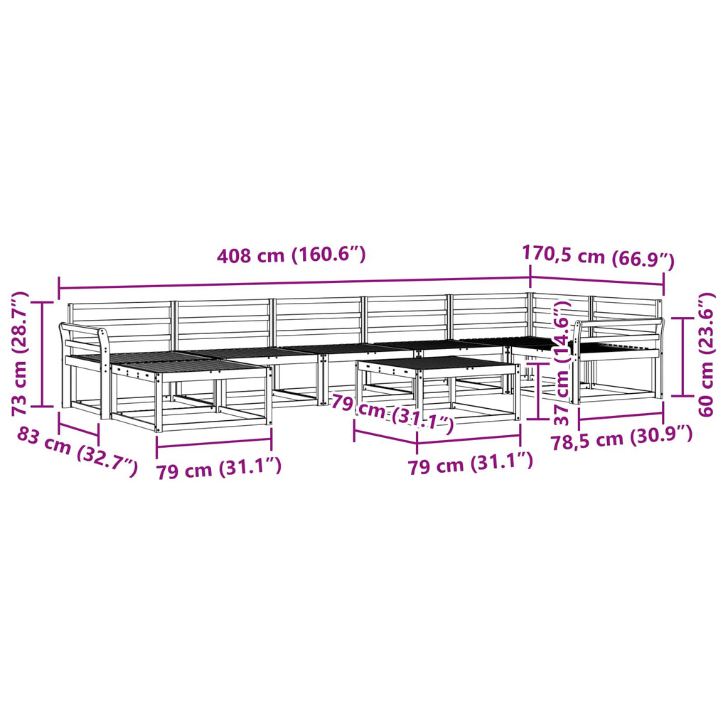 Outdoor-Sofagarnitur 8 pcs Weiß Massivholz Akazie