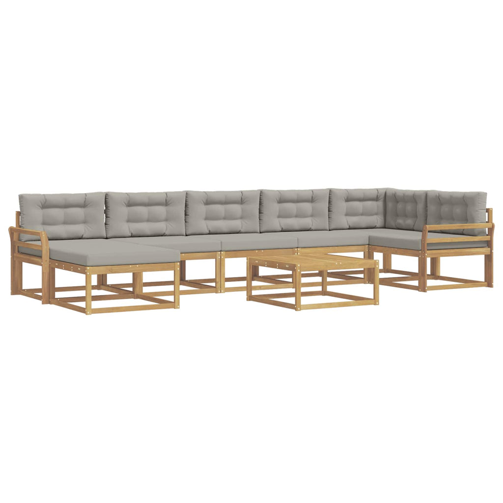 Outdoor-Sofagarnitur 8 pcs Weiß und Hellgrau