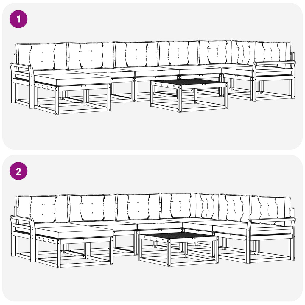 Outdoor-Sofagarnitur 8 pcs Weiß und Hellgrau