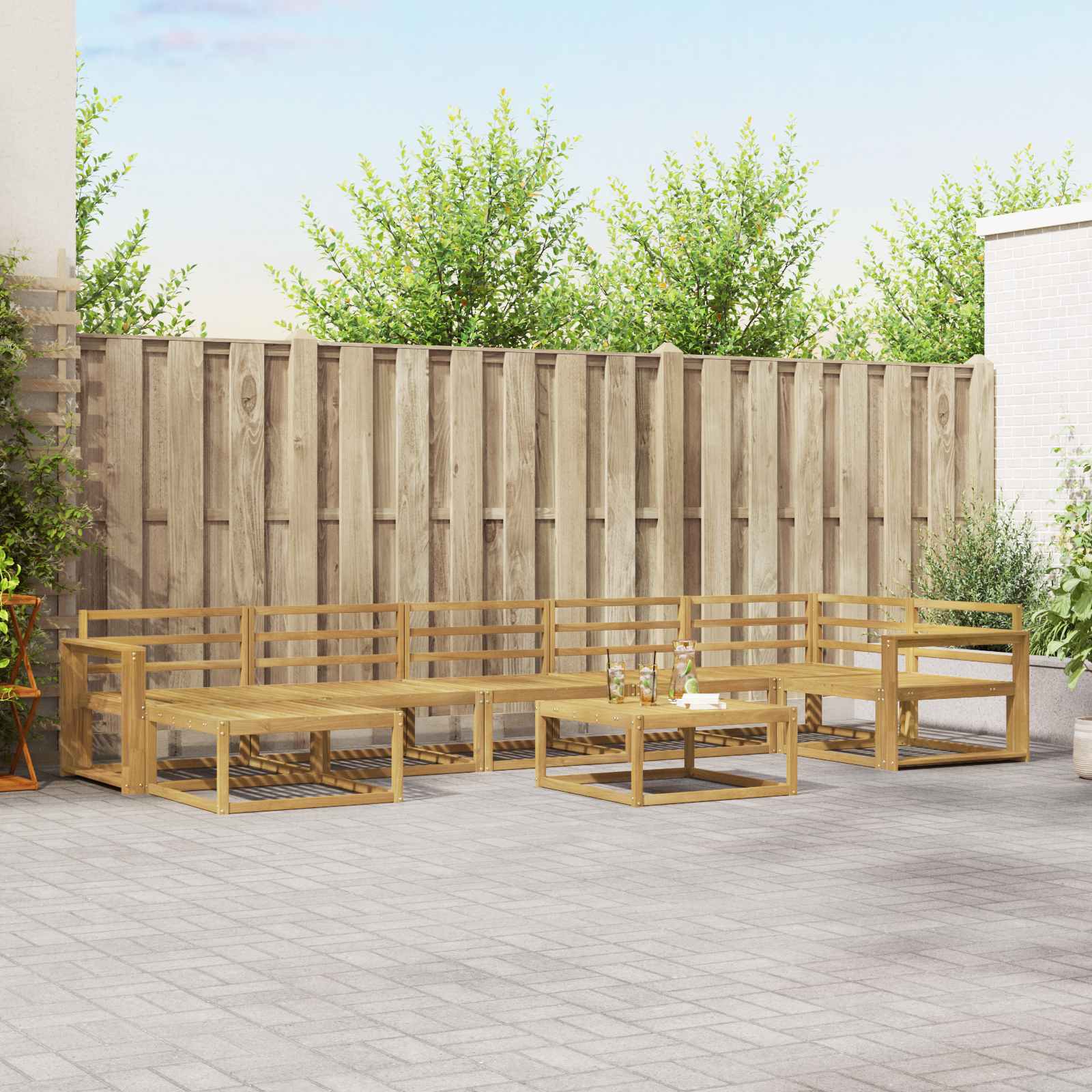 Outdoor-Sofagarnitur 8 pcs Weiß Massivholz Akazie