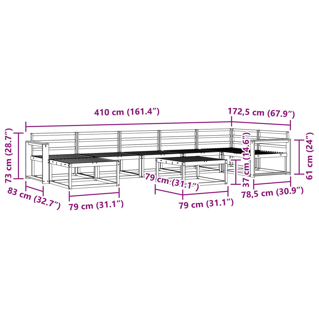 Outdoor-Sofagarnitur 8 pcs Weiß Massivholz Akazie