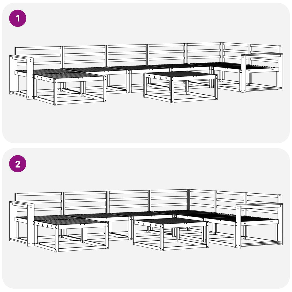 Outdoor-Sofagarnitur 8 pcs Weiß Massivholz Akazie