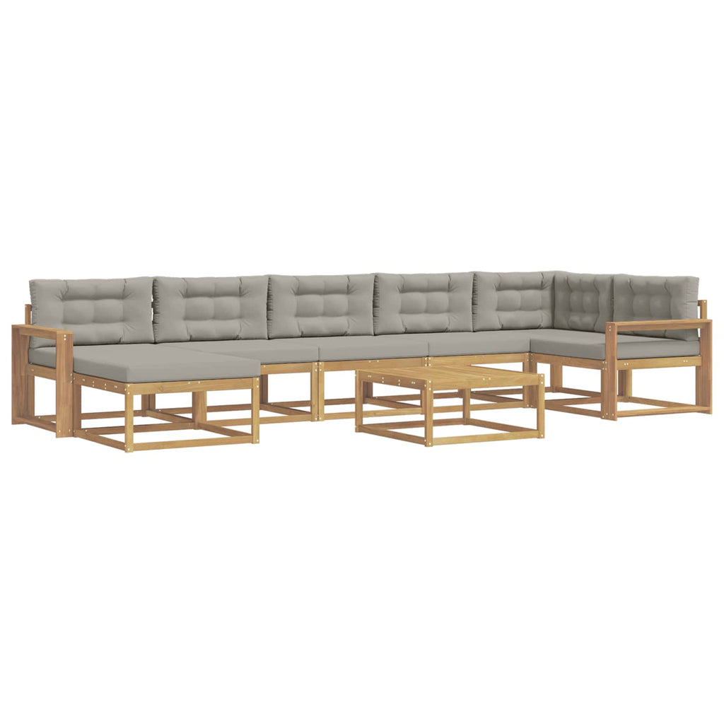 Outdoor-Sofagarnitur 8 pcs Weiß und Hellgrau