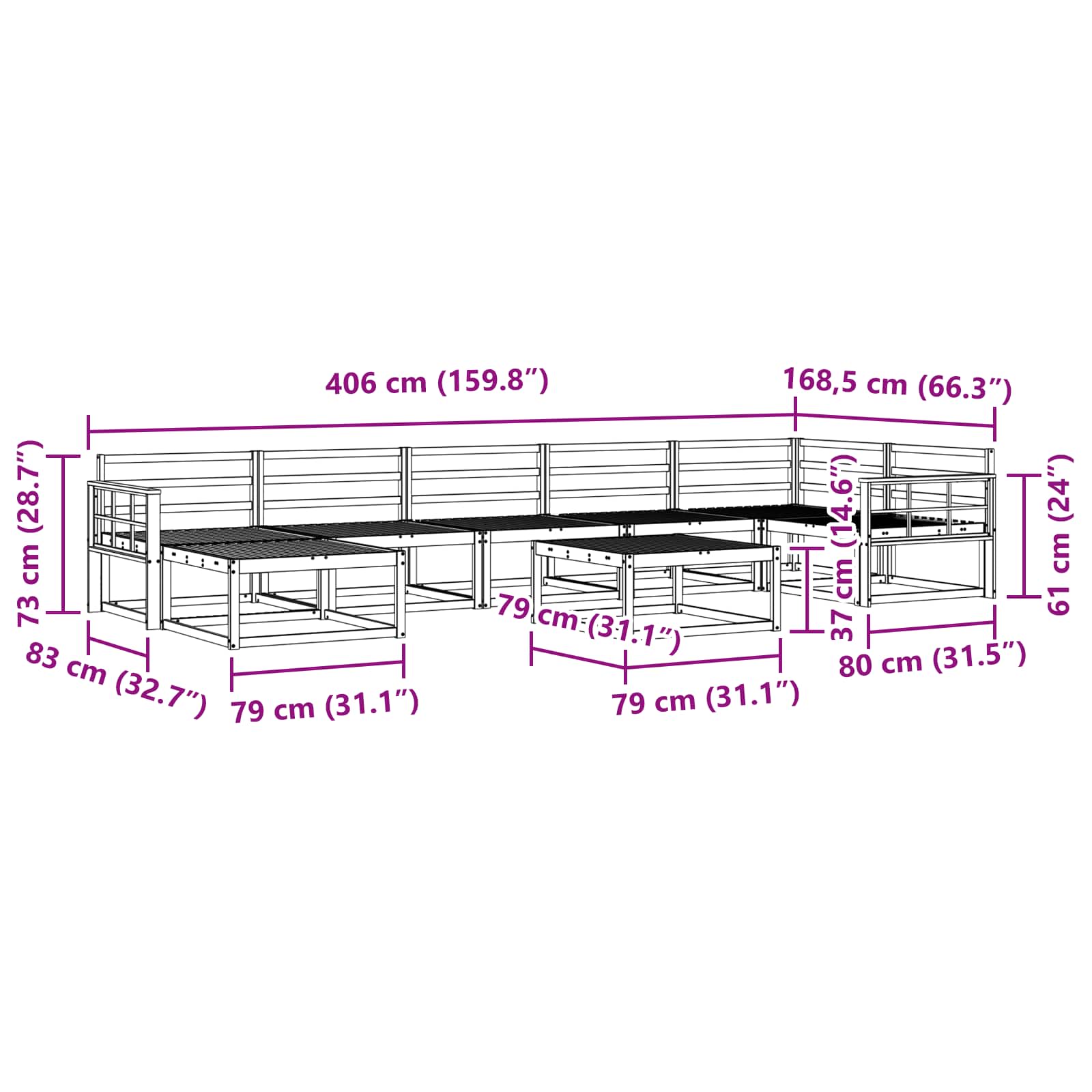 Outdoor-Sofagarnitur 8 pcs Weiß Massivholz Akazie