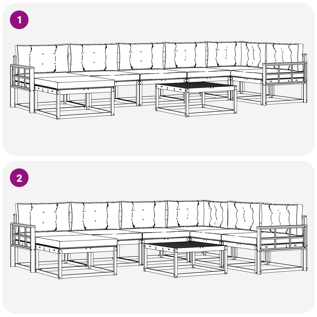 Outdoor-Sofagarnitur 8 pcs Weiß und Creme