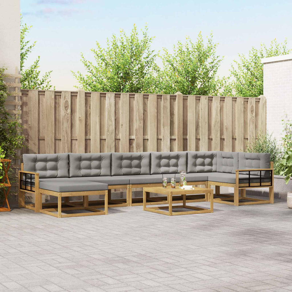 Outdoor-Sofagarnitur 8 pcs Weiß und Hellgrau